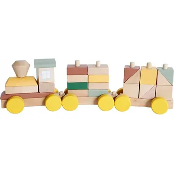 Dřevěná hračka MONTESSORI PUZZLE PRO DĚTI VLÁČEK VLÁČEK dřevěná logická hračka