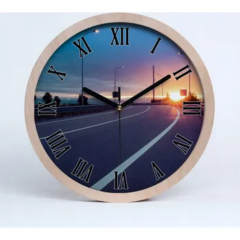 Hodiny Velké dřevěné tiché nástěnné hodiny Autostrada fi 30