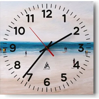 Hodiny Nástěnné hodiny do obýváku 40x40 Pláž Tiché Skleněné hodiny Stylové
