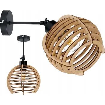 Nástěnné svítidlo Nástěnné svítidlo E27, otočné, loft styl, dřevo, koule 1
