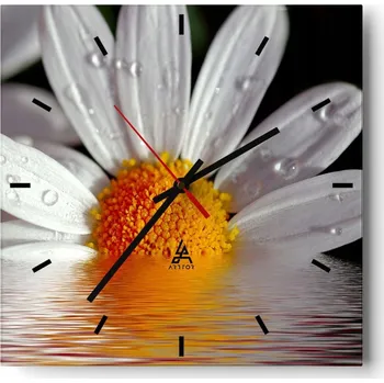 Hodiny Velké nástěnné hodiny na zeď 40x40 Květinové skleněné hodiny Čtvercové Tiché