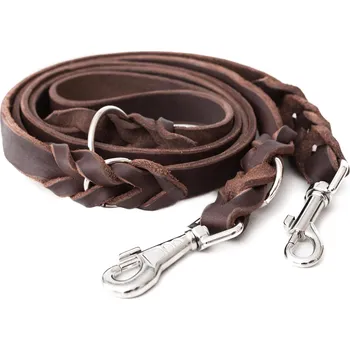 Vodítko pro psa Doggy Kožené přepínací vodítko Doggy, hnědé Velikost: R2 (1,8 cm x 225 cm)