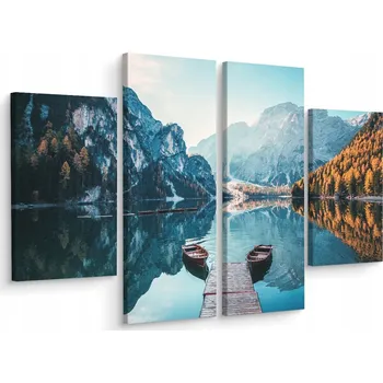 Obraz Obraz Tetraptyk JEZERO v Horách Lodě 3D 200x150