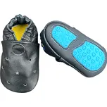 CAROZOO Kožené capáčky s gumovou podrážkou černé perforované 6-12 měsíců Černá 19,5