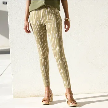 Dámské legíny Legíny s pružným pasem a potiskem khaki/béžová 38/40