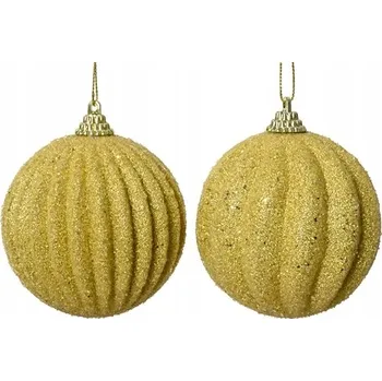 Vánoční ozdoba Vánoční ozdoba kulatá, zlatá s brokátovým zdobením, mix vzorů, 8 cm