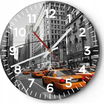 Hodiny Kuchyňské nástěnné hodiny 30x30 Město Moderní skleněné hodiny do obýváku Tiché