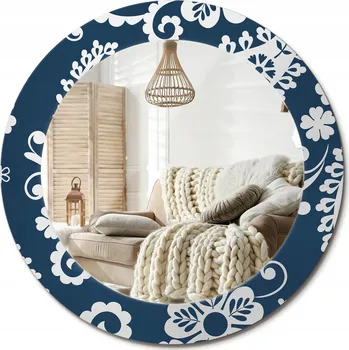 Zrcadlo Zrcadlo nástěnné s ozdobným skleněným rámem Kompozice Paisley průměr 60 cm