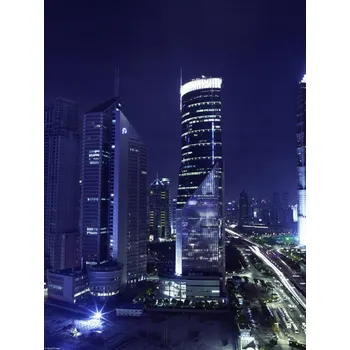 Obraz Plakát Pohled na mrakodrapy v noci bez rámu 30 x 40 cm