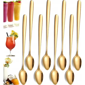 Příbor Zlaté lžičky na kávu, latte, zmrzlinu, dezerty – dlouhé, sada 6 Ks