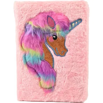 Zápisník PLYŠOVÝ ZÁPISNÍK JEDNOROŽEC NOTES DENÍK S CHLUPATÝM OBALEM A5