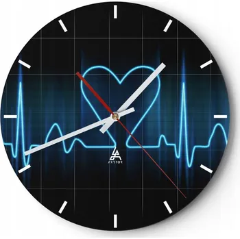 Hodiny Velké nástěnné hodiny 40x40 cm s grafikou | Skleněné hodiny Kulatý | Tiché