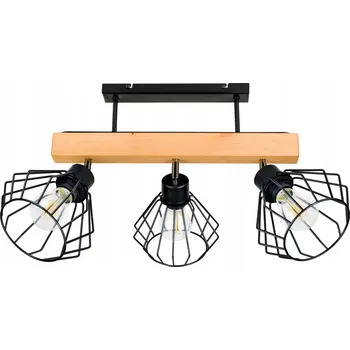 Dřevěné stropní svítidlo trám ŽÁROVKA STROPNÍ SVÍTIDLO LOFT ČERNÉ pro 3x STÍNÍTKO E27