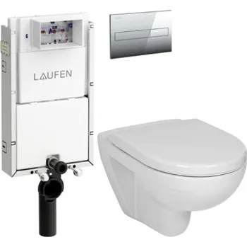 WC sada LAUFEN Podomít. systém LIS TW1 SET s chromovým tlačítkem + WC JIKA LYRA PLUS + SEDÁTKO DURAPLAST H8946630000001CR LY6