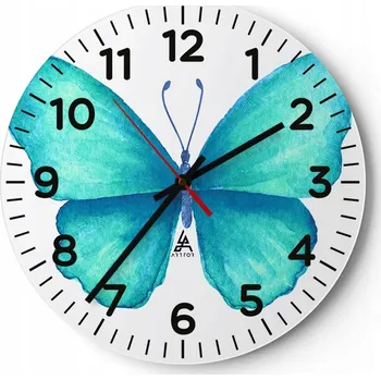 Hodiny Kuchyňské nástěnné hodiny 30x30 Motýl Moderní skleněné hodiny do obýváku Tiché