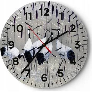 Hodiny Kuchyňské nástěnné hodiny 30x30 Jeřáb Moderní skleněné hodiny Tichý obývací pokoj