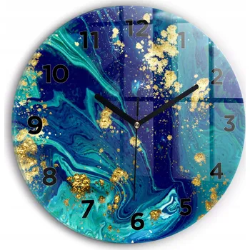 Hodiny Moderní skleněné nástěnné hodiny s potiskem Abstraktní moderní design průměr 30 cm