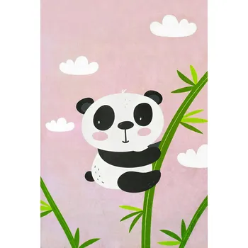 Koberec KOBEREC 160x230 S PROTISKLUZOVOU VRSTVOU, PRATELNÝ - PANDA RŮŽOVÝ