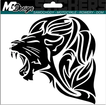 Samolepicí dekorace na vozidlo SAMOLEPKA na auto ŘVOUCÍ LEV HLAVA 14x15 cm
