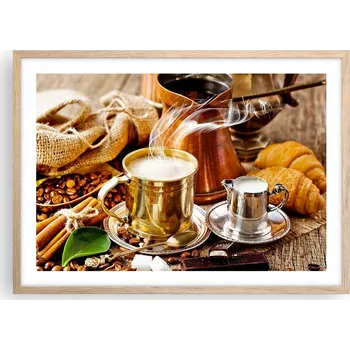 Obraz Plakát v rámu světlý dub do obývacího pokoje ložnice 70x50 káva moderní obraz