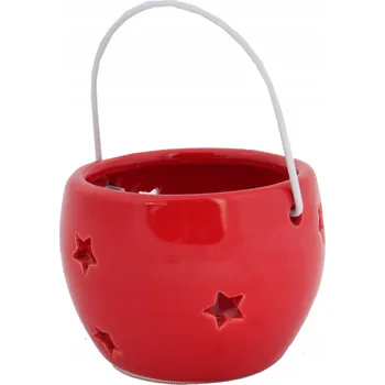 Vánoční dekorace Keramická lucerna s hvězdičkami, červená