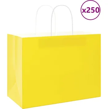 Dárková taška vidaXL Papírové sáčky 250 ks s uchy 32x17x25 cm [4101593] Barva: Žlutá