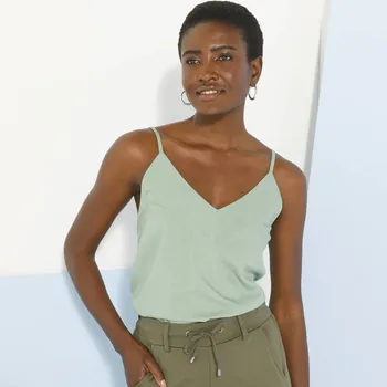 Dámské tričko Jednobarevný top s výstřihem do V, eco-friendly viskóza lipová 50