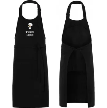 Kuchyňská zástěra Kuchyňská zástěra JHK černá polyester 83x77,5 cm s kapsou