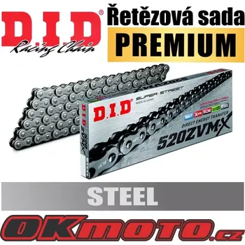 Řetězová sada pro motocykl Řetězová sada D.I.D PREMIUM ZVMX STEEL X-ring + kalená řetězová kola CFMOTO SR 450 20-23