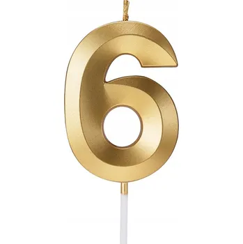 Dortová svíčka SVÍČKA NA DORT ČÍSLICE ČÍSLO 6 ZLATÁ 4,5 cm