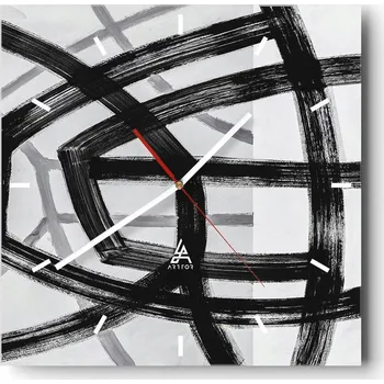 Hodiny Velké nástěnné hodiny na zeď 40x40 Čárky Skleněné hodiny Čtvercové Tiché