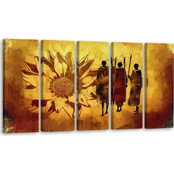 Obraz OBRAZ TRYPTYCH Afrika Slunečnice Žlutá 150x60