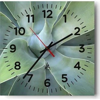 Hodiny Nástěnné hodiny do obýváku 40x40 Sukulent Bezhlučné Hodiny na skle Tiché