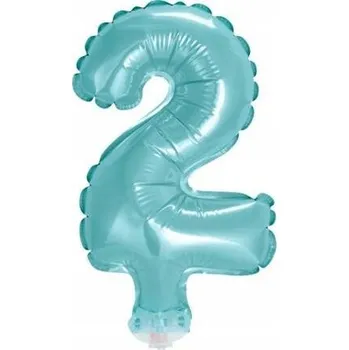 Balónek Fóliový balónek číslice 2 na špejli, modrý, 13cm, 1 Ks