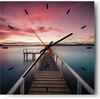 Hodiny Velké nástěnné hodiny 40x40 Krajina Skleněné hodiny Tiché