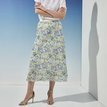 Dámská sukně Midi sukně s pružným pasem a potiskem režná/zelená 34/36