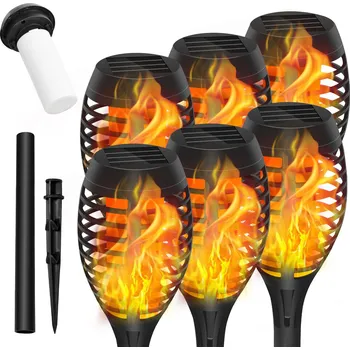 Venkovní osvětlení 6x SOLÁRNÍ ZAHRADNÍ LAMPA IMITACE OHNĚ EFEKT DEKORATIVNÍ 2700K IP44 Aigostar