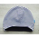 AMÁLKA Dvojitá bavlněná čepička, tmavě modré pruhy Velikost: 56-62