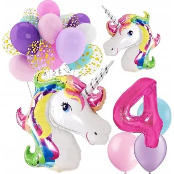 Balónek BALÓNKY sada narozeniny 4 ROKY JEDNOROŽEC UNICORN