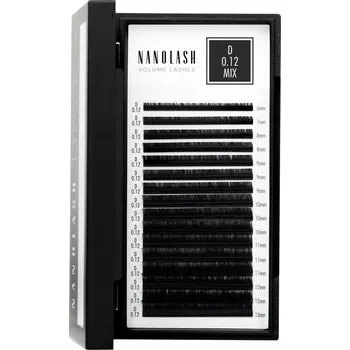 Umělé řasy Umělé řasy pro prodlužování Nanolash - 0.12 zakřivení D mix 6-13mm 16 proužků