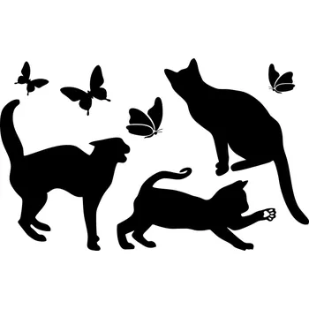 Obraz Samolepka na stěnu Drukant kočky 112 x 70 cm černá