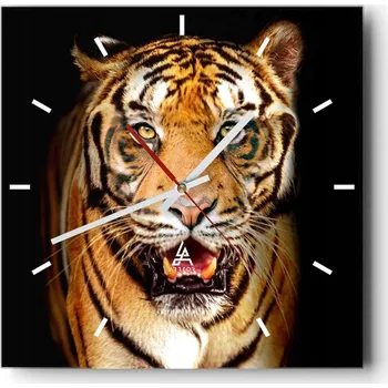 Hodiny Velké nástěnné hodiny 40x40 cm Zvířata Skleněné tiché hodiny