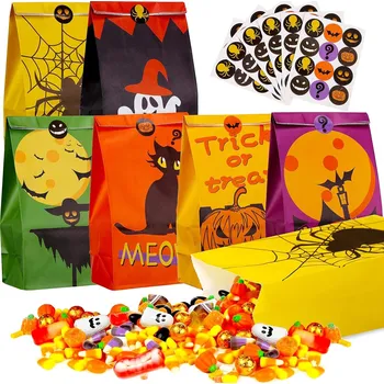 Jednorázové nádobí Halloweenové papírové tašky na sladkosti, svačiny 60ks VELKÉ