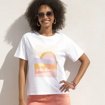 Dámské tričko Volné tričko s potiskem bílá/broskvová 50