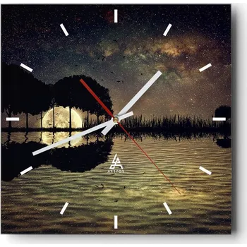 Hodiny Velké nástěnné hodiny 40x40 Krajina Skleněné hodiny Tiché