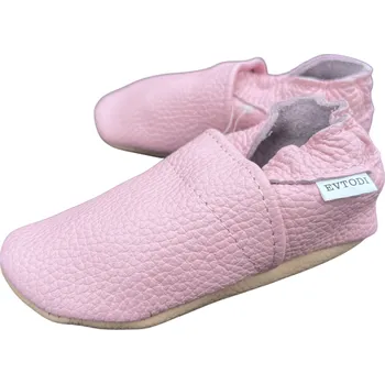 Capáčky EVTODI Kožené capáčky s koženou podrážkou růžové 18-24 měsíců Růžová 22,5