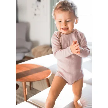 Kojenecký body Dětské body z merino vlny, bavlny a hedvábí Cosilana s dlouhým rukávem růžový melír Velikost: 50/56