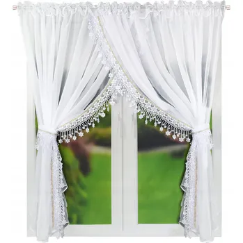 BALKONOVÁ ZÁCLONA S GUIPURE SVÁZANÁ DO KOKONŮ ZDOBENÁ ZIRKONY VOÁL 400x250 cm