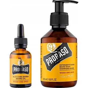 Péče o vousy Sada na vousy PRORASO Wood Spice Olej 30 ml + Šampon 200 Ml