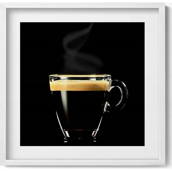 Obraz Nástěnný dekorativní obraz v rámu s grafikou Sklenice černé kávy 50x50 cm